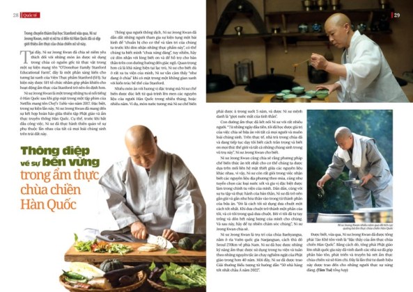 Thông điệp về sự bền vững trong ẩm thực chùa chiền Hàn Quốc